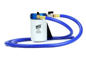 Chevrolet 2500 Coolant Filtration System - Sinister Diesel - CNC Machined 6061 Aluminum, Anodized - Sinister Blue - `01-`10